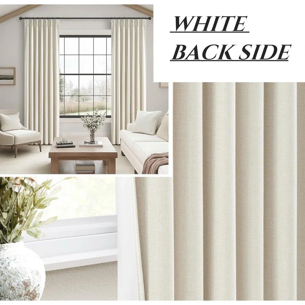 Extra Long Pleated Black Out Curtains 108 Inches Long for Living Room,
